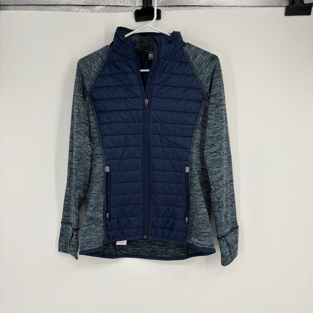 Eddie Bauer Blue Running Puffer Full Zip Hooded Jacket Size M Outdoors